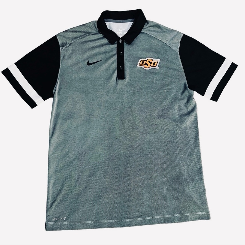 Nike Dri Fit Oklahoma State Polo Shirt Medium Gray NCAA
